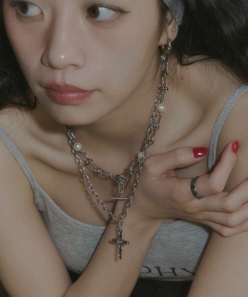 DTYYPE（ドタイプ）の「パールクロス2連ネックレス（ネックレス・レディース・シルバー・FREE）」の21枚目の写真