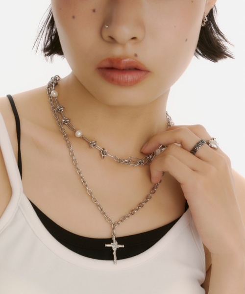 パールクロス2連ネックレス（ネックレス）｜DTYYPE（ドタイプ