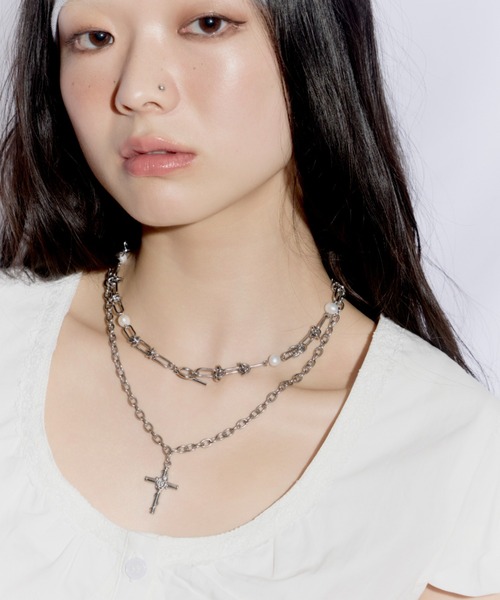 DTYYPE(ドタイプ)の「パールクロス2連ネックレス(ネックレス・レディース・シルバー・FREE)」の18枚目の写真