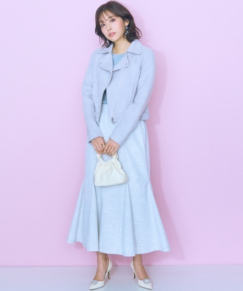 marun（マルン）の「＜大きいサイズ＞サマーツイードマーメイドスカート marun（スカート・レディース・ブラック系/ホワイト系・L/LL/3L/4L/5L）」の3枚目の写真