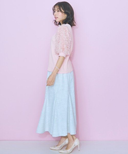 marun（マルン）の「＜大きいサイズ＞サマーツイードマーメイドスカート marun（スカート・レディース・ブラック系/ホワイト系・L/LL/3L/4L/5L）」の4枚目の写真