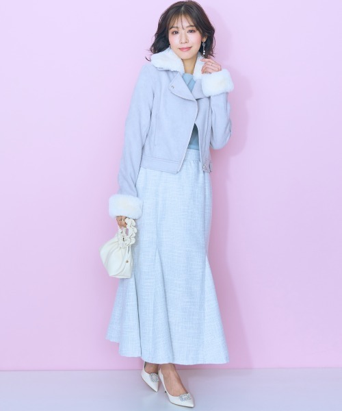 marun（マルン）の「＜大きいサイズ＞サマーツイードマーメイドスカート marun（スカート・レディース・ブラック系/ホワイト系・L/LL/3L/4L/5L）」の6枚目の写真