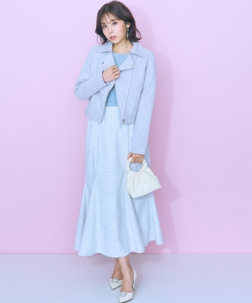 marun（マルン）の「＜大きいサイズ＞サマーツイードマーメイドスカート marun（スカート・レディース・ブラック系/ホワイト系・L/LL/3L/4L/5L）」の7枚目の写真