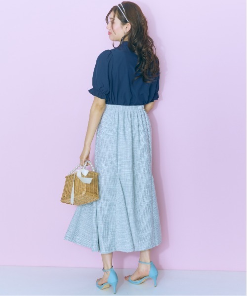 marun（マルン）の「＜大きいサイズ＞サマーツイードマーメイドスカート marun（スカート・レディース・ブラック系/ホワイト系・L/LL/3L/4L/5L）」の9枚目の写真