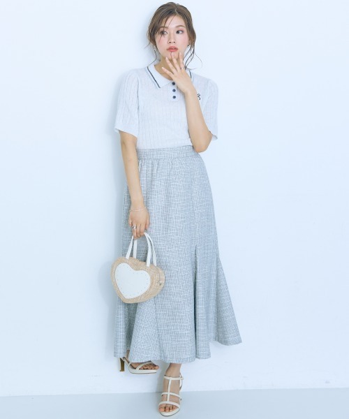 marun（マルン）の「＜大きいサイズ＞サマーツイードマーメイドスカート marun（スカート・レディース・ブラック系/ホワイト系・L/LL/3L/4L/5L）」の10枚目の写真