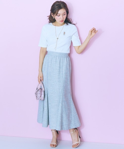 marun（マルン）の「＜大きいサイズ＞サマーツイードマーメイドスカート marun（スカート・レディース・ブラック系/ホワイト系・L/LL/3L/4L/5L）」の8枚目の写真