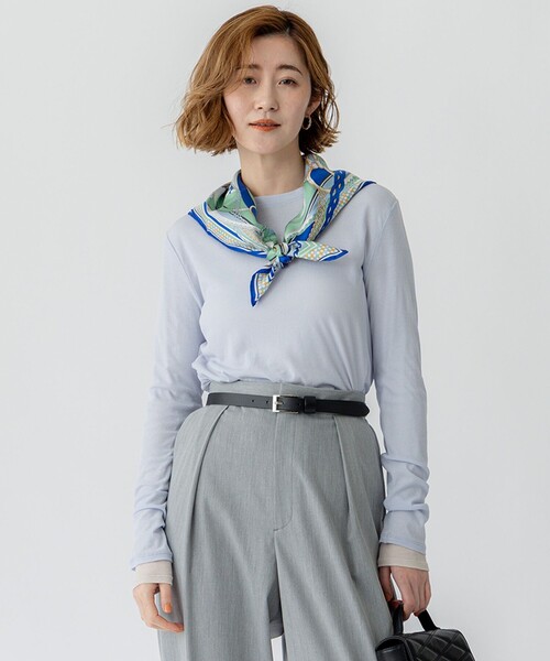 23区 S(ニジュウサンクチイサイサイズ)の「【Oggi5月号掲載/洗える】シアー レイヤード TEE(Tシャツ/カットソー・レディース・ベージュ系/ブラック系/ライトイエロー系/サックスブルー系/ホワイト系・32)」の4枚目の写真