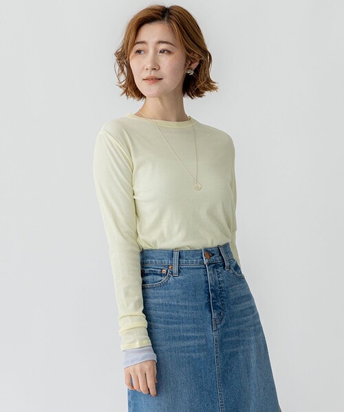 23区 S(ニジュウサンクチイサイサイズ)の「【Oggi5月号掲載/洗える】シアー レイヤード TEE(Tシャツ/カットソー・レディース・ベージュ系/ブラック系/ライトイエロー系/サックスブルー系/ホワイト系・32)」の5枚目の写真