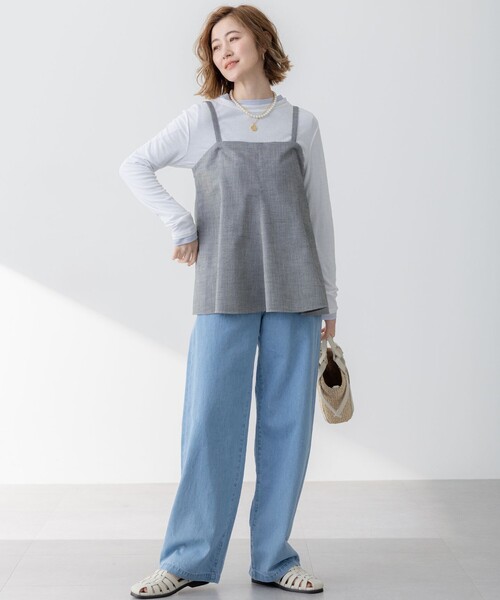 23区 S(ニジュウサンクチイサイサイズ)の「【Oggi5月号掲載/洗える】シアー レイヤード TEE(Tシャツ/カットソー・レディース・ベージュ系/ブラック系/ライトイエロー系/サックスブルー系/ホワイト系・32)」の18枚目の写真