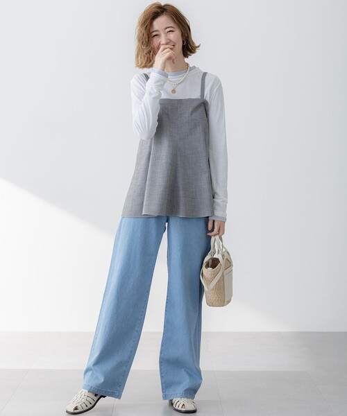 23区 S(ニジュウサンクチイサイサイズ)の「【Oggi5月号掲載/洗える】シアー レイヤード TEE(Tシャツ/カットソー・レディース・ベージュ系/ブラック系/ライトイエロー系/サックスブルー系/ホワイト系・32)」の19枚目の写真