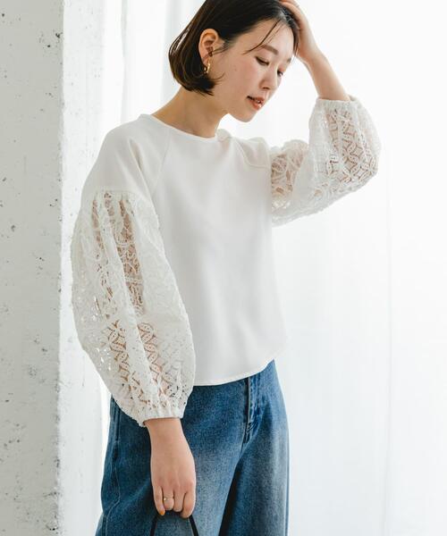 F by ROSSO(エフバイロッソ)の「F by ROSSO コードレースドッキングブラウス(シャツ/ブラウス・レディース・オフホワイト/ブラック・FREE)」の1枚目の写真