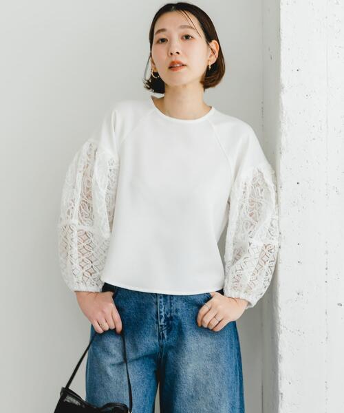 F by ROSSO(エフバイロッソ)の「F by ROSSO コードレースドッキングブラウス(シャツ/ブラウス・レディース・オフホワイト/ブラック・FREE)」の3枚目の写真