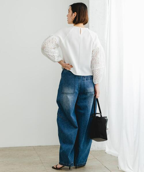 F by ROSSO(エフバイロッソ)の「F by ROSSO コードレースドッキングブラウス(シャツ/ブラウス・レディース・オフホワイト/ブラック・FREE)」の8枚目の写真