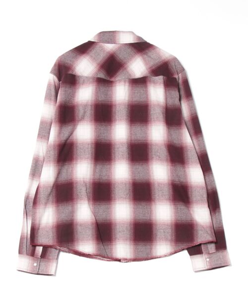 SLOWACID（スローアシッド）の「【UNISEX】SLOW ACID／オンブレチェックシャツ（シャツ/ブラウス・レディース・ボルドー/ブラック・MEDIUM/LARGE）」の19枚目の写真