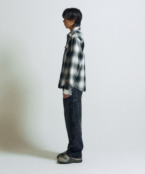 SLOWACID（スローアシッド）の「【UNISEX】SLOW ACID／オンブレチェックシャツ（シャツ/ブラウス・レディース・ボルドー/ブラック・MEDIUM/LARGE）」の3枚目の写真