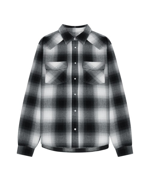 SLOWACID（スローアシッド）の「【UNISEX】SLOW ACID／オンブレチェックシャツ（シャツ/ブラウス・レディース・ボルドー/ブラック・MEDIUM/LARGE）」の7枚目の写真