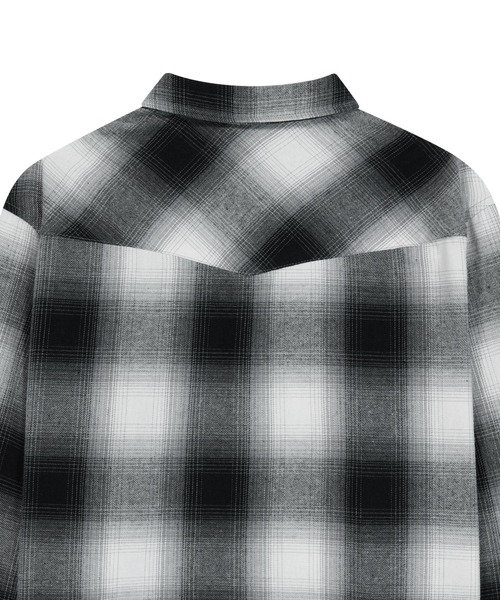 SLOWACID（スローアシッド）の「【UNISEX】SLOW ACID／オンブレチェックシャツ（シャツ/ブラウス・レディース・ボルドー/ブラック・MEDIUM/LARGE）」の10枚目の写真