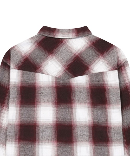 SLOWACID（スローアシッド）の「【UNISEX】SLOW ACID／オンブレチェックシャツ（シャツ/ブラウス・レディース・ボルドー/ブラック・MEDIUM/LARGE）」の16枚目の写真