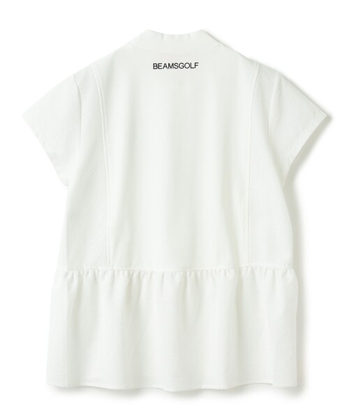 BEAMS GOLF(ビームスゴルフ)の「ORANGE LABEL / 切り替え ギャザーモックネックシャツ(Tシャツ/カットソー・レディース・ブラック/ホワイト・MEDIUM/LARGE/SMALL)」の5枚目の写真