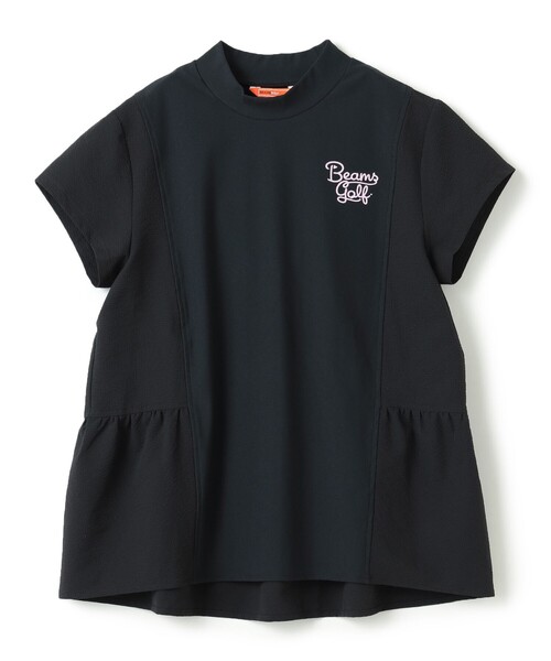 BEAMS GOLF(ビームスゴルフ)の「ORANGE LABEL / 切り替え ギャザーモックネックシャツ(Tシャツ/カットソー・レディース・ブラック/ホワイト・MEDIUM/LARGE/SMALL)」の1枚目の写真
