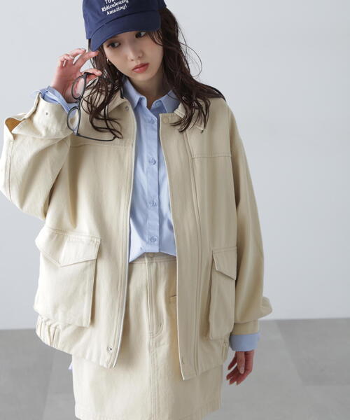 FREE'S MART（フリーズマート）の「◆〈セットアップ対応〉ウォッシュドワークジャケット（その他アウター・レディース・ホワイト/ベージュ・MEDIUM/SMALL）」の5枚目の写真