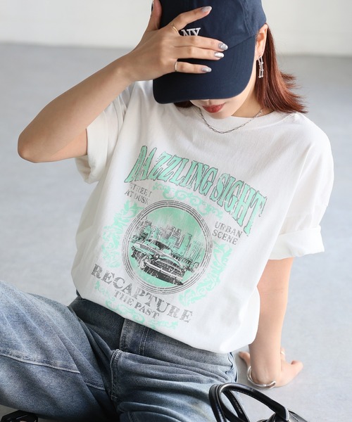 Riberry(リベリー)の「カレッジロゴヴィンテージライクピグメントTシャツ(Tシャツ/カットソー・レディース・グレー系1/ホワイト系1/ホワイト系2/グレー系2・FREE)」の2枚目の写真