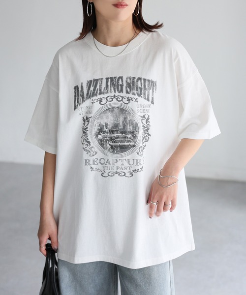 Riberry(リベリー)の「カレッジロゴヴィンテージライクピグメントTシャツ(Tシャツ/カットソー・レディース・グレー系1/ホワイト系1/ホワイト系2/グレー系2・FREE)」の11枚目の写真