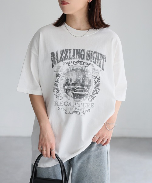 Riberry(リベリー)の「カレッジロゴヴィンテージライクピグメントTシャツ(Tシャツ/カットソー・レディース・グレー系1/ホワイト系1/ホワイト系2/グレー系2・FREE)」の6枚目の写真