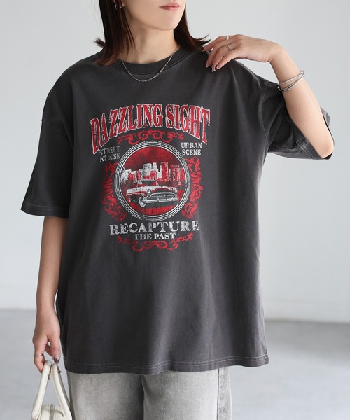 Riberry(リベリー)の「カレッジロゴヴィンテージライクピグメントTシャツ(Tシャツ/カットソー・レディース・グレー系1/ホワイト系1/ホワイト系2/グレー系2・FREE)」の12枚目の写真