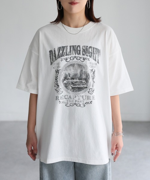 Riberry(リベリー)の「カレッジロゴヴィンテージライクピグメントTシャツ(Tシャツ/カットソー・レディース・グレー系1/ホワイト系1/ホワイト系2/グレー系2・FREE)」の13枚目の写真