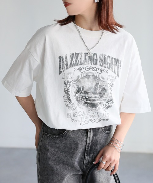 Riberry(リベリー)の「カレッジロゴヴィンテージライクピグメントTシャツ(Tシャツ/カットソー・レディース・グレー系1/ホワイト系1/ホワイト系2/グレー系2・FREE)」の22枚目の写真