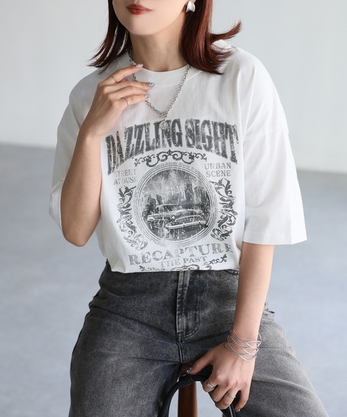 Riberry(リベリー)の「カレッジロゴヴィンテージライクピグメントTシャツ(Tシャツ/カットソー・レディース・グレー系1/ホワイト系1/ホワイト系2/グレー系2・FREE)」の21枚目の写真