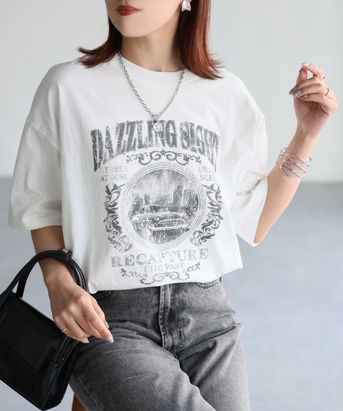 Riberry(リベリー)の「カレッジロゴヴィンテージライクピグメントTシャツ(Tシャツ/カットソー・レディース・グレー系1/ホワイト系1/ホワイト系2/グレー系2・FREE)」の20枚目の写真