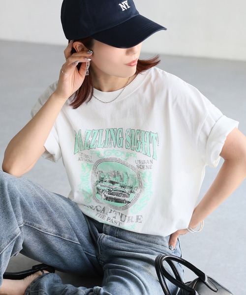 Riberry(リベリー)の「カレッジロゴヴィンテージライクピグメントTシャツ(Tシャツ/カットソー・レディース・グレー系1/ホワイト系1/ホワイト系2/グレー系2・FREE)」の19枚目の写真
