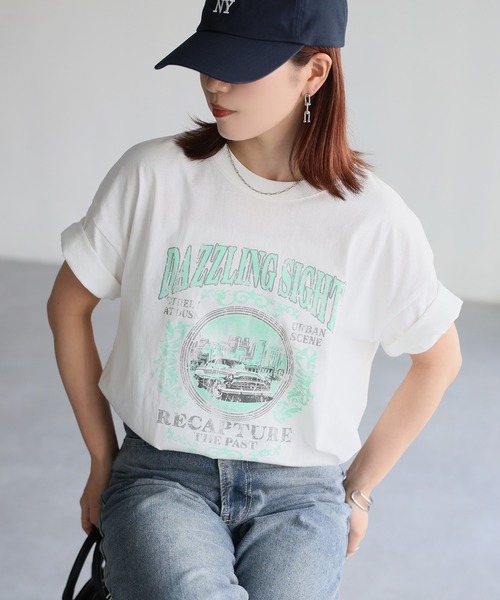 Riberry(リベリー)の「カレッジロゴヴィンテージライクピグメントTシャツ(Tシャツ/カットソー・レディース・グレー系1/ホワイト系1/ホワイト系2/グレー系2・FREE)」の18枚目の写真