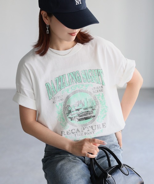 Riberry(リベリー)の「カレッジロゴヴィンテージライクピグメントTシャツ(Tシャツ/カットソー・レディース・グレー系1/ホワイト系1/ホワイト系2/グレー系2・FREE)」の17枚目の写真