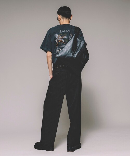 本日限定セール中Schott 刺繍 JAPAN柄 和風 開襟シャツ 黒 Lサイズ Schott/ショット 別注 刺繍JAPAN Tシャツ/バック刺繍（Tシャツ