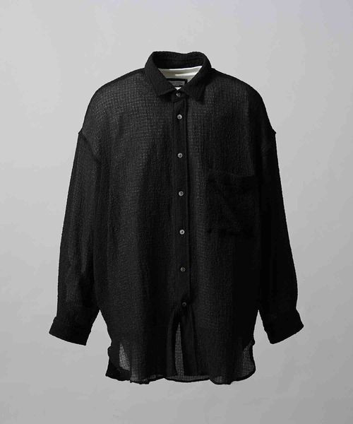 MAISON SPECIAL 半袖シャツ M ブラック　23ss MAISON SPECIAL シャツ 「UNISEX」Mesh Flower Embroidery Prime