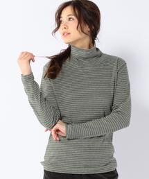 coen | スムースボーダータートルネックカットソー(Tシャツ/カットソー)