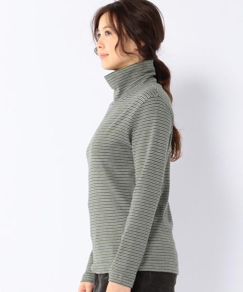 coen（コーエン）の「スムースボーダータートルネックカットソー（Tシャツ/カットソー・レディース・オリーブ/ネイビー・MEDIUM/LARGE）」の5枚目の写真