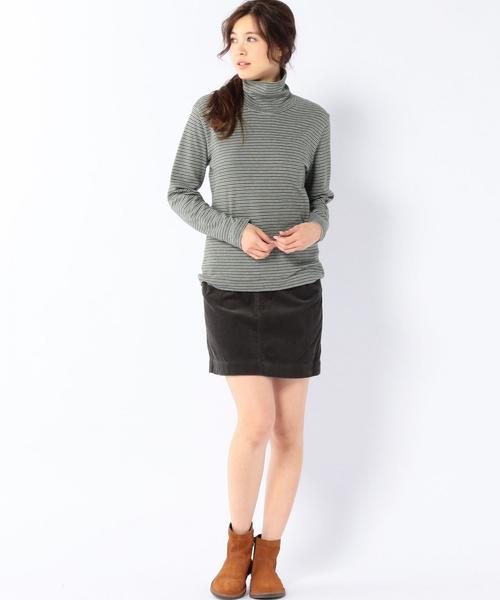 coen（コーエン）の「スムースボーダータートルネックカットソー（Tシャツ/カットソー・レディース・オリーブ/ネイビー・MEDIUM/LARGE）」の12枚目の写真