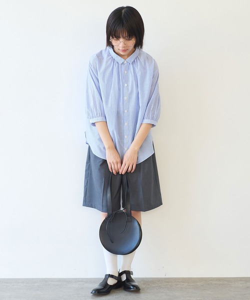 bulle de savon（ビュルデサボン）の「コットン/シルク ローン ふっくら袖ブラウス（シャツ/ブラウス・レディース・グリーン/ストライプ/ホワイト・FREE）」の21枚目の写真