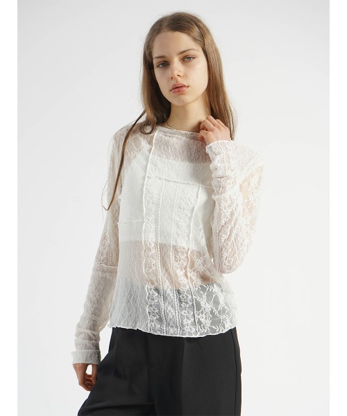 :ETHROF(イーサオブ)の「PATCHWORK LACE TOPS(Tシャツ/カットソー・レディース・オフホワイト/ブラック・FREE)」の15枚目の写真