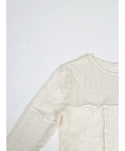 :ETHROF(イーサオブ)の「PATCHWORK LACE TOPS(Tシャツ/カットソー・レディース・オフホワイト/ブラック・FREE)」の9枚目の写真