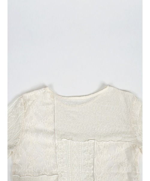 :ETHROF(イーサオブ)の「PATCHWORK LACE TOPS(Tシャツ/カットソー・レディース・オフホワイト/ブラック・FREE)」の8枚目の写真