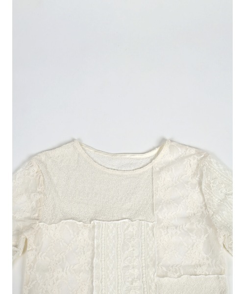 :ETHROF(イーサオブ)の「PATCHWORK LACE TOPS(Tシャツ/カットソー・レディース・オフホワイト/ブラック・FREE)」の7枚目の写真
