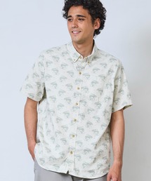 L.L.Bean | ストーンコースト・ヘンプ・シャツ、スライトリー・フィット(すっきりフィット) 半袖 プリント 米国フィット・レギュラー(シャツ/ブラウス)