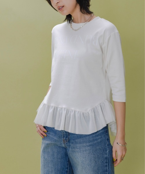 テキストプリント メッシュフリルちびトップス Eimee Law│Eimee