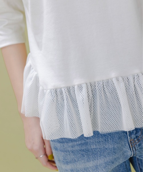 テキストプリント メッシュフリルちびトップス Eimee Law│Eimee Law