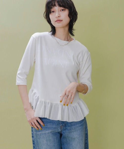 テキストプリント メッシュフリルちびトップス Eimee Law│Eimee